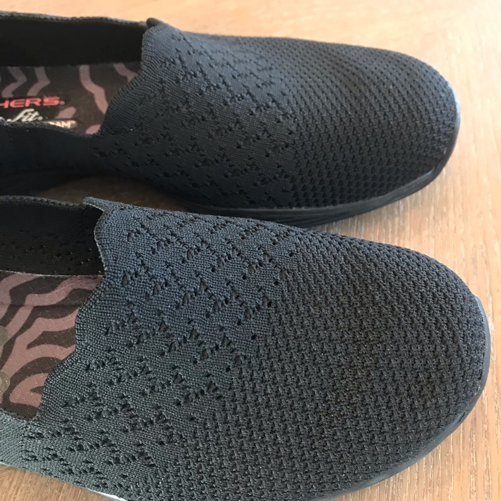 Skechers Black Slip-On Knit Sneakers - Picture 8 of 12